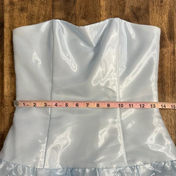 Jessica McClintock for Gunne Sax Dress VTG Strapless Ruffle Party Blue Size 5/6 - Picture 7 of 11